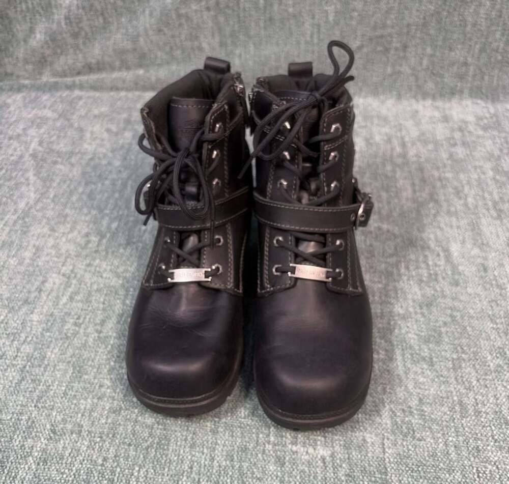 Harley-Davidson Women's Tegan Black Leather Motorcycle Lace-Up Boots Size 10M